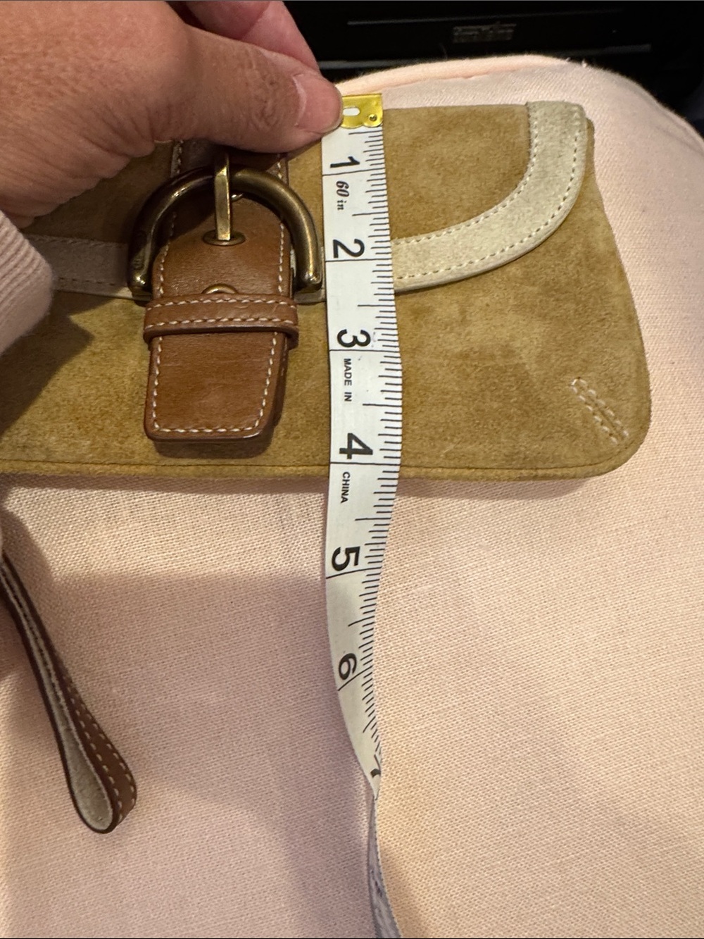 Coach soho Suede Wristlet Clutch in Tan and Brown Leather Trim - Picture 8 of 8